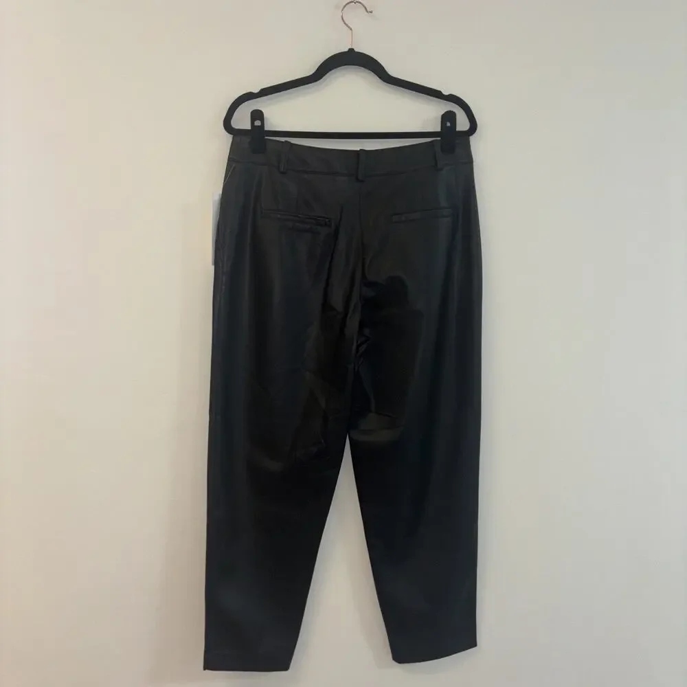 Calvin Faux Leather Pants Women’s Silver Sz 8‎ Black Goth Emo Cybercore Rock Eco